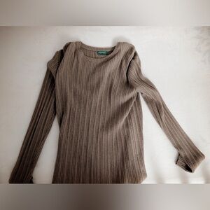 Brown Ribbed Long Sleeve Sweater - United Colors of Benetton